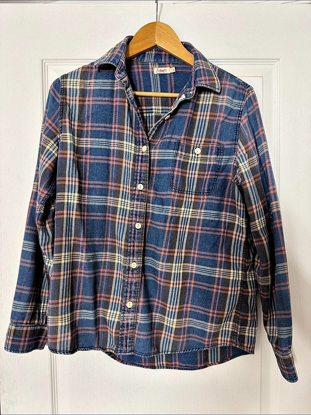 Faherty Plaid Cotton Shirt in Blue, Pink, and White Size Small